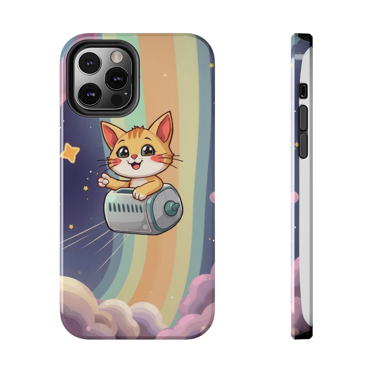 Cute Cat Rocket Phone Case - Vibrant and Playful Tough Case