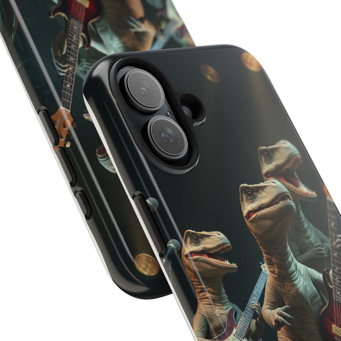 Rockin' Dinosaur Tough Phone Cases - Perfect for Music Lovers and Kids!