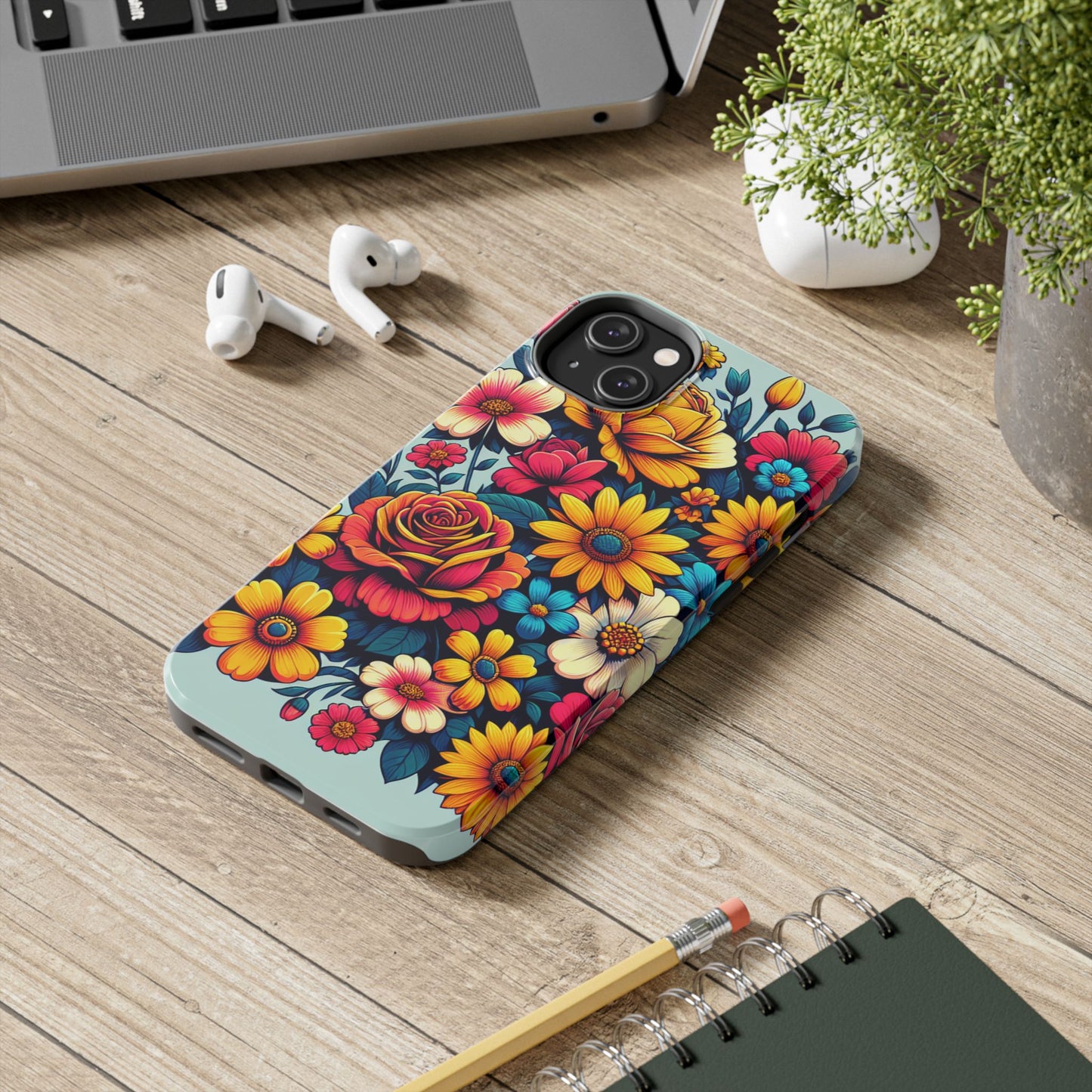 Vibrant Floral Tough Phone Case - Colorful Flower Design - for iPhone