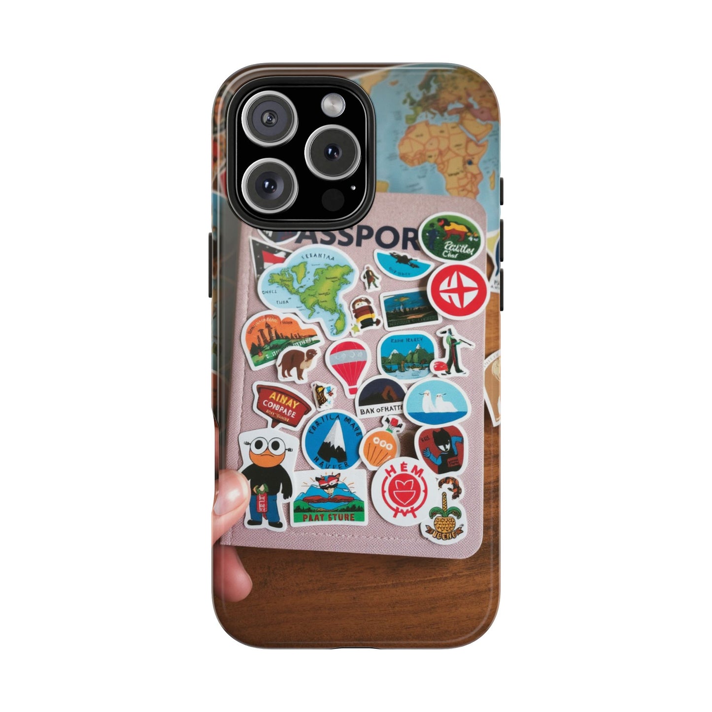 Adventure Stickers Phone Case - Tough Protection for Travel Lovers