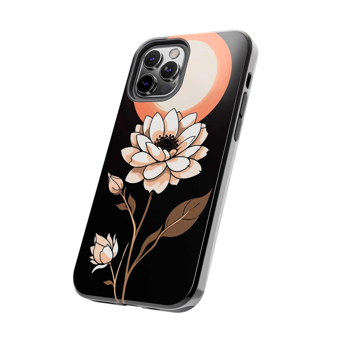Elegant Contrast Floral Tough Phone Case - Stylish Protection for Your Device - for iPhone