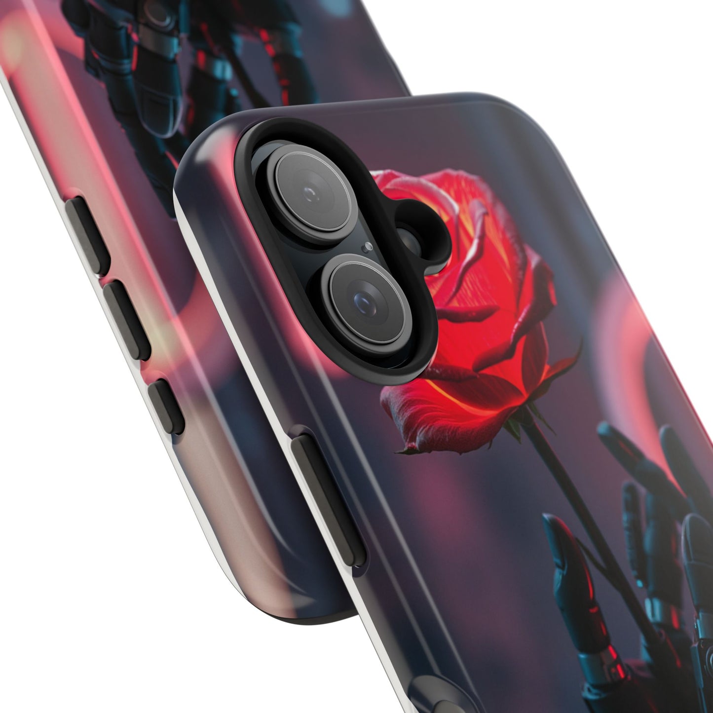 Futuristic Tough Phone Case with Robotic Rose Design | Durable Protection