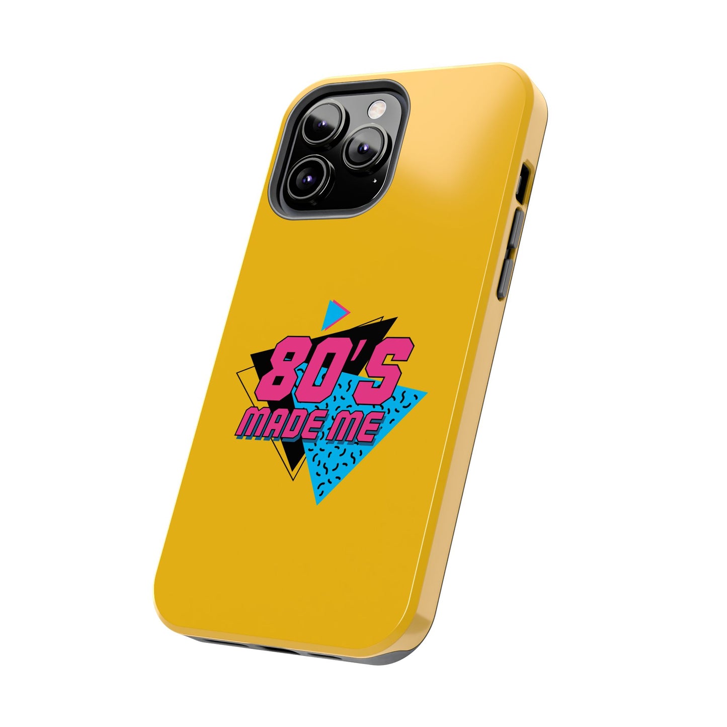80's Made Me Tough Phone Case - Retro Yellow Silicone Cover - for iPhone
