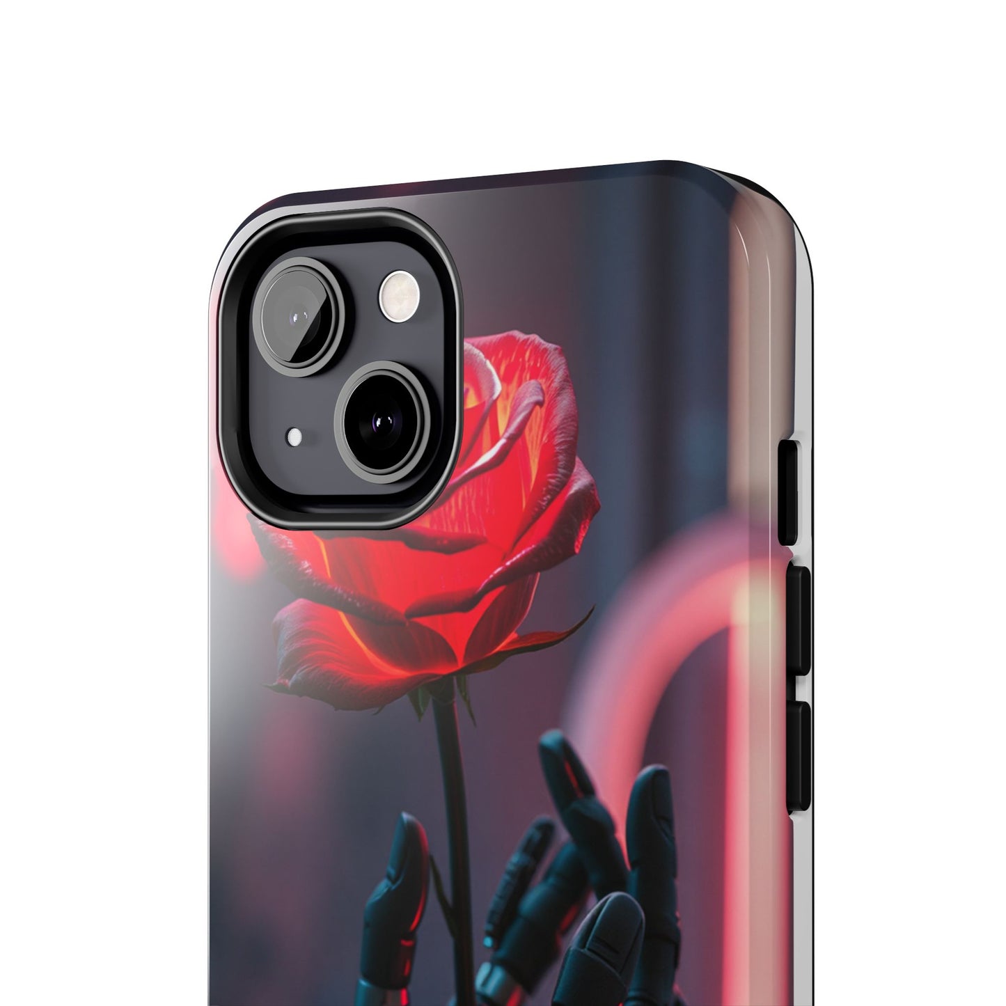 Futuristic Tough Phone Case with Robotic Rose Design | Durable Protection