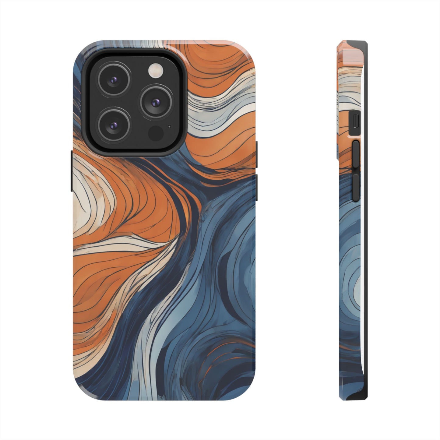 Artistic Tough Phone Case - Vibrant Abstract Waves Design - for iPhone