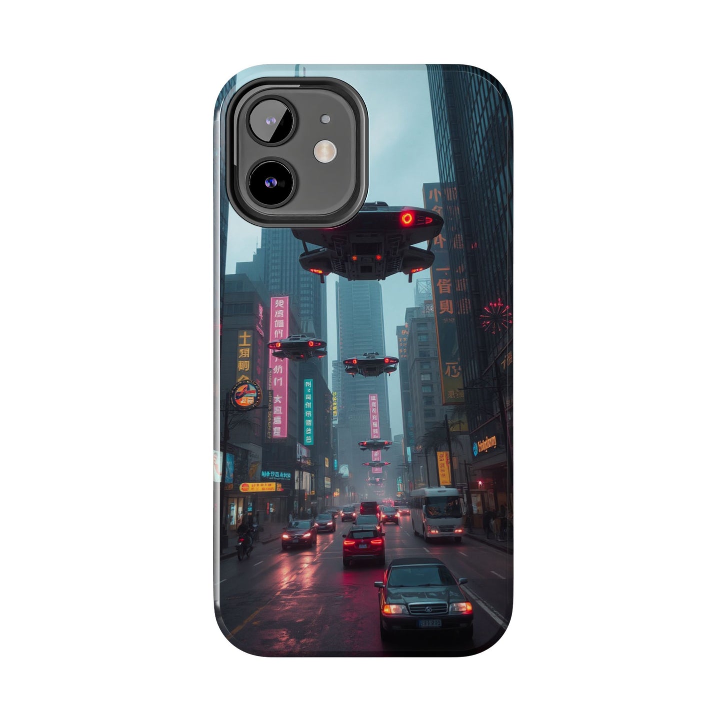Futuristic City Tough Phone Case - Sci-Fi Design for Urban Explorers