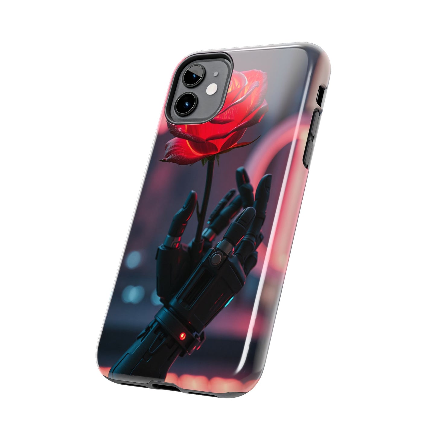 Futuristic Tough Phone Case with Robotic Rose Design | Durable Protection