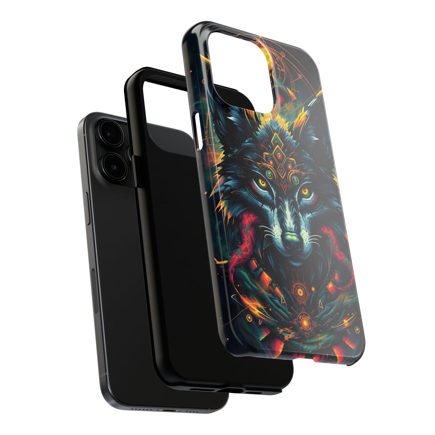 Vibrant Mystical Wolf Art Tough Phone Case - Durable & Unique Design for Animal Lovers - for iPhone