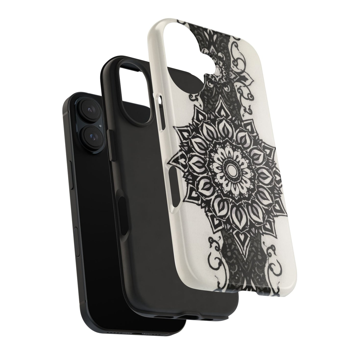 Stylish Tough Phone Cases with Dark Mandala Design - Durable and Unique Protection - for iPhone