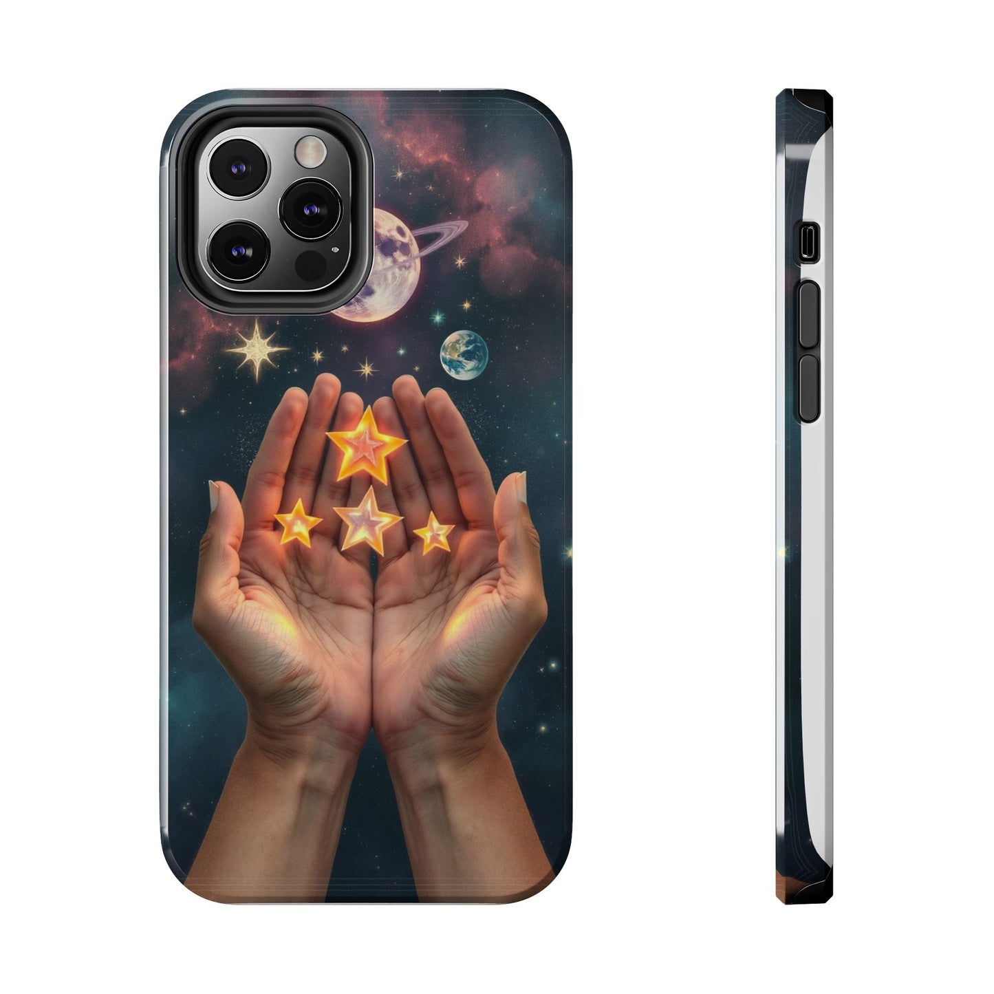 Galaxy Hands Tough Phone Case - Celestial Design for Star Lovers