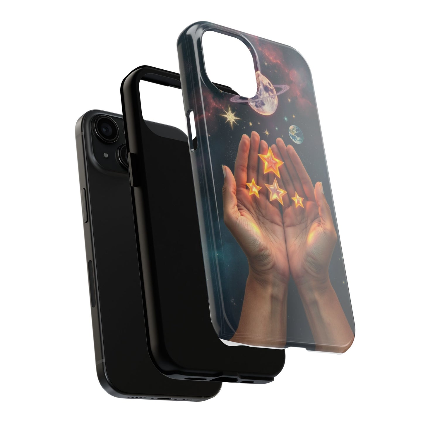 Galaxy Hands Tough Phone Case - Celestial Design for Star Lovers