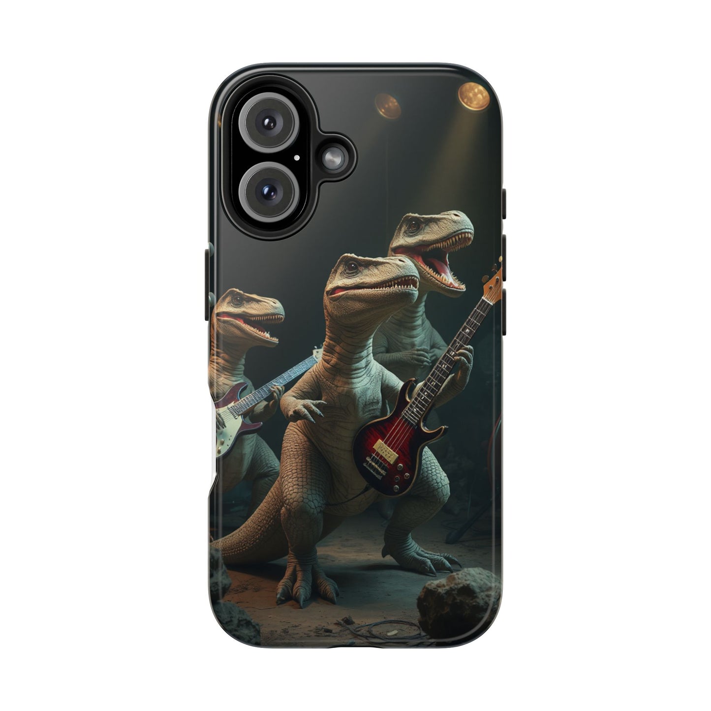 Rockin' Dinosaur Tough Phone Cases - Perfect for Music Lovers and Kids!