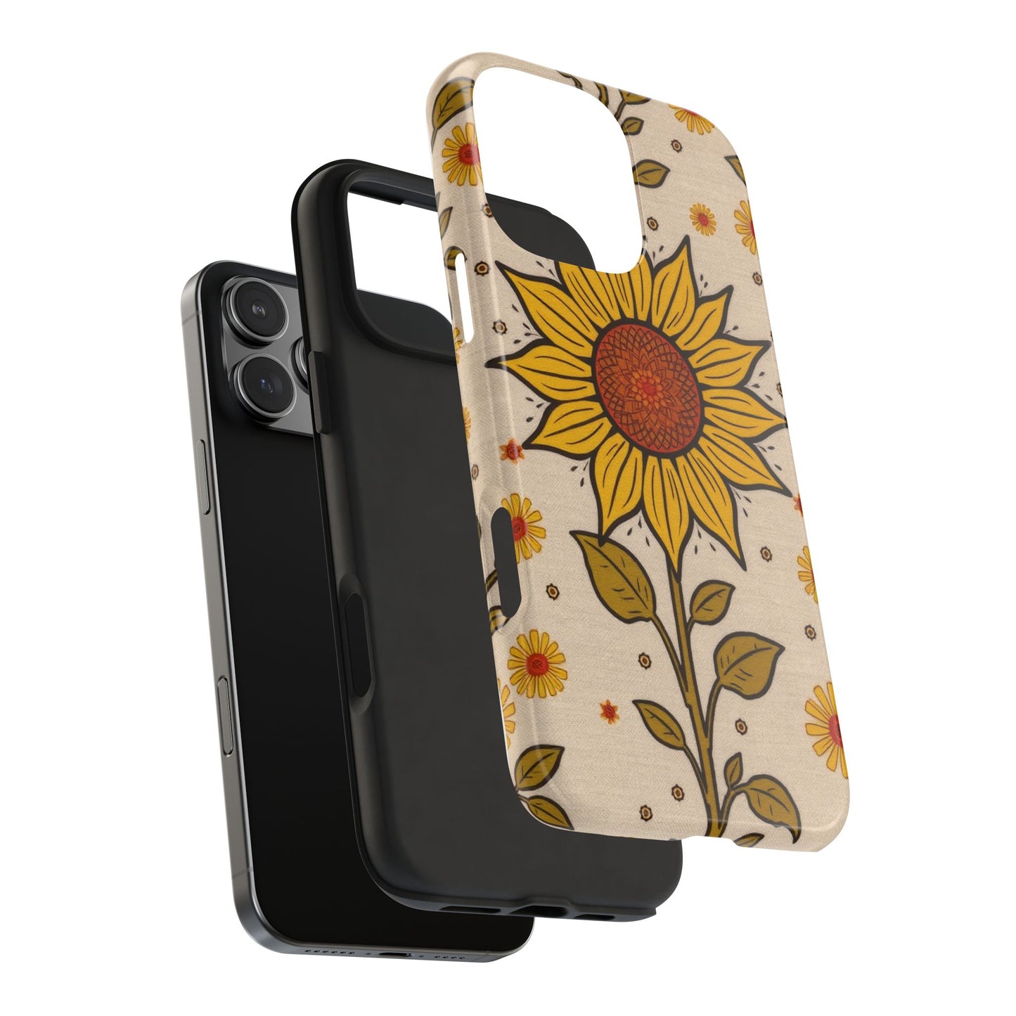 Bright Sunflower Origins Tough Phone Case - Floral Design for Nature Lovers - for iPhone