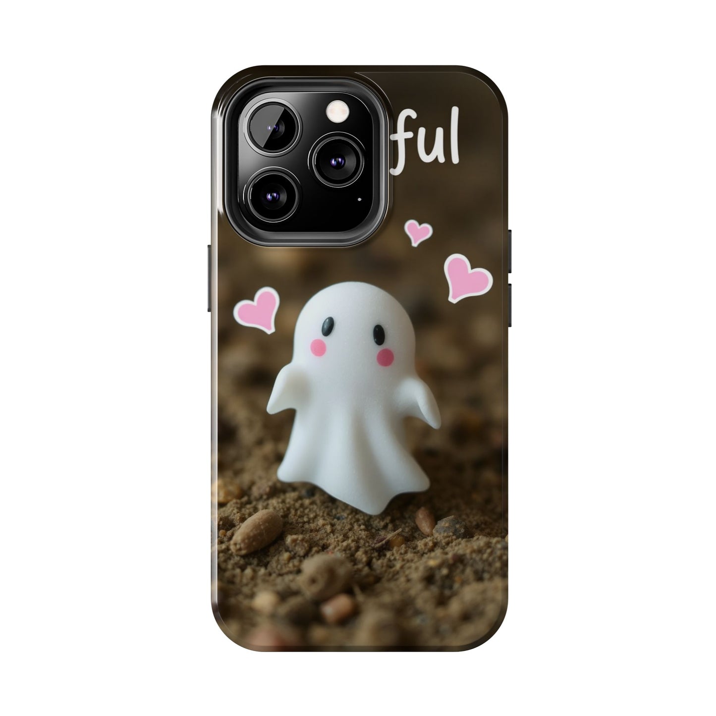 Cute Ghost Tough Phone Case - Beautiful Design with Heart Accents