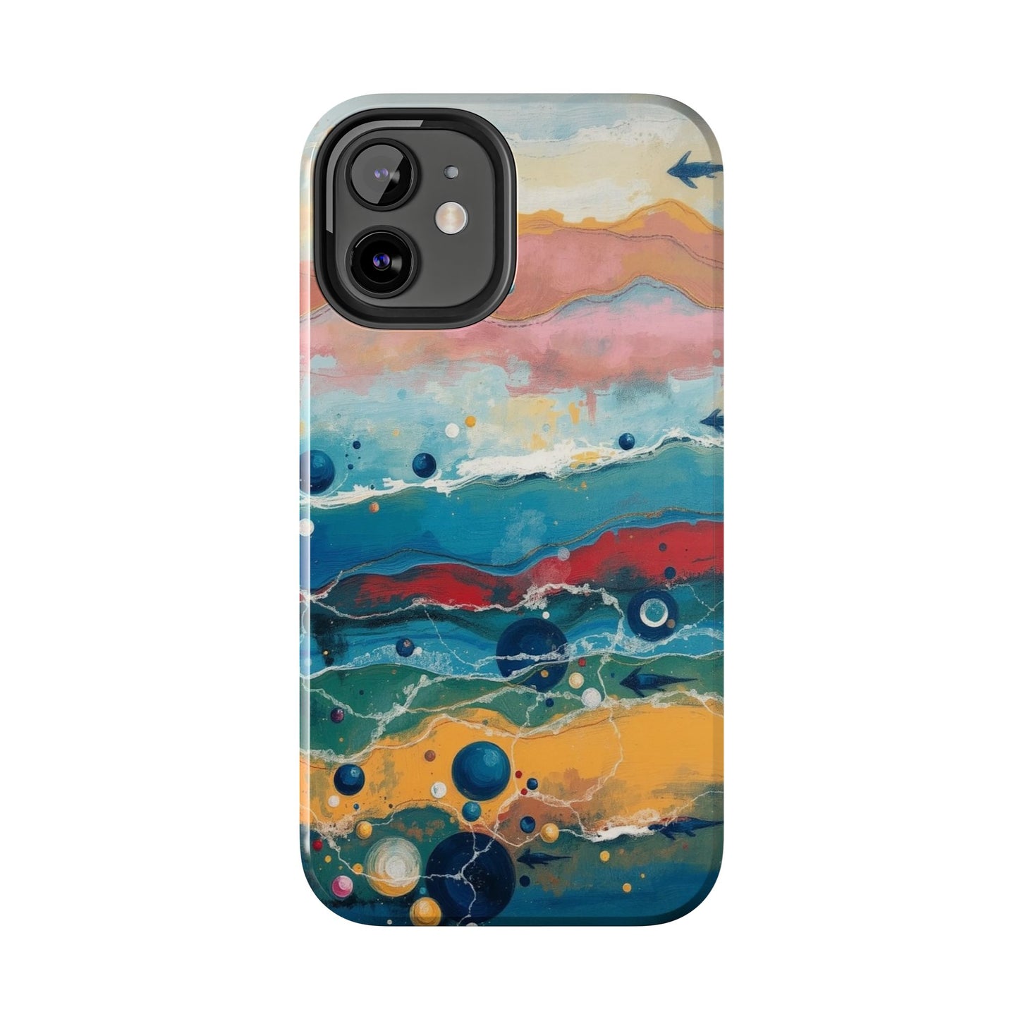 Artistic Tough Phone Case - Vibrant Waves Design for Unique Style