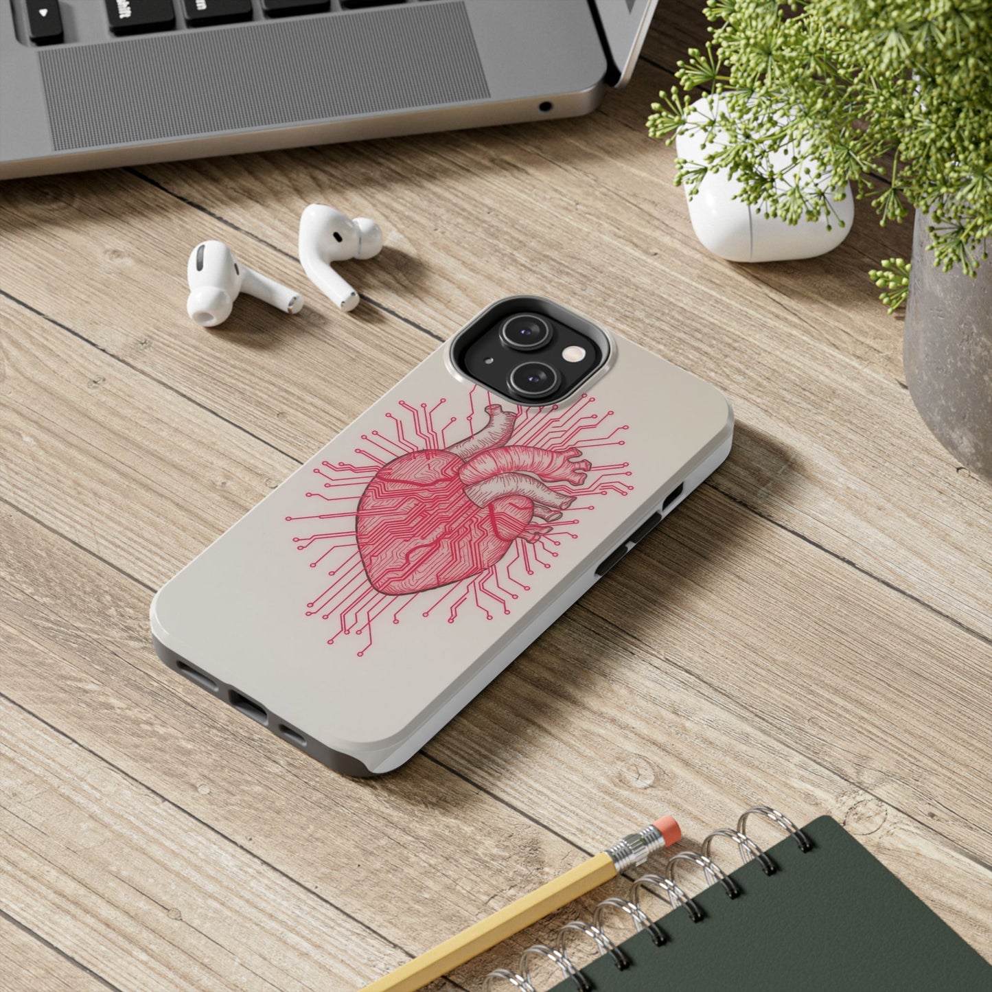 Heart Circuit Tough Phone Case – Unique Tech-Inspired Design for Tech Lovers