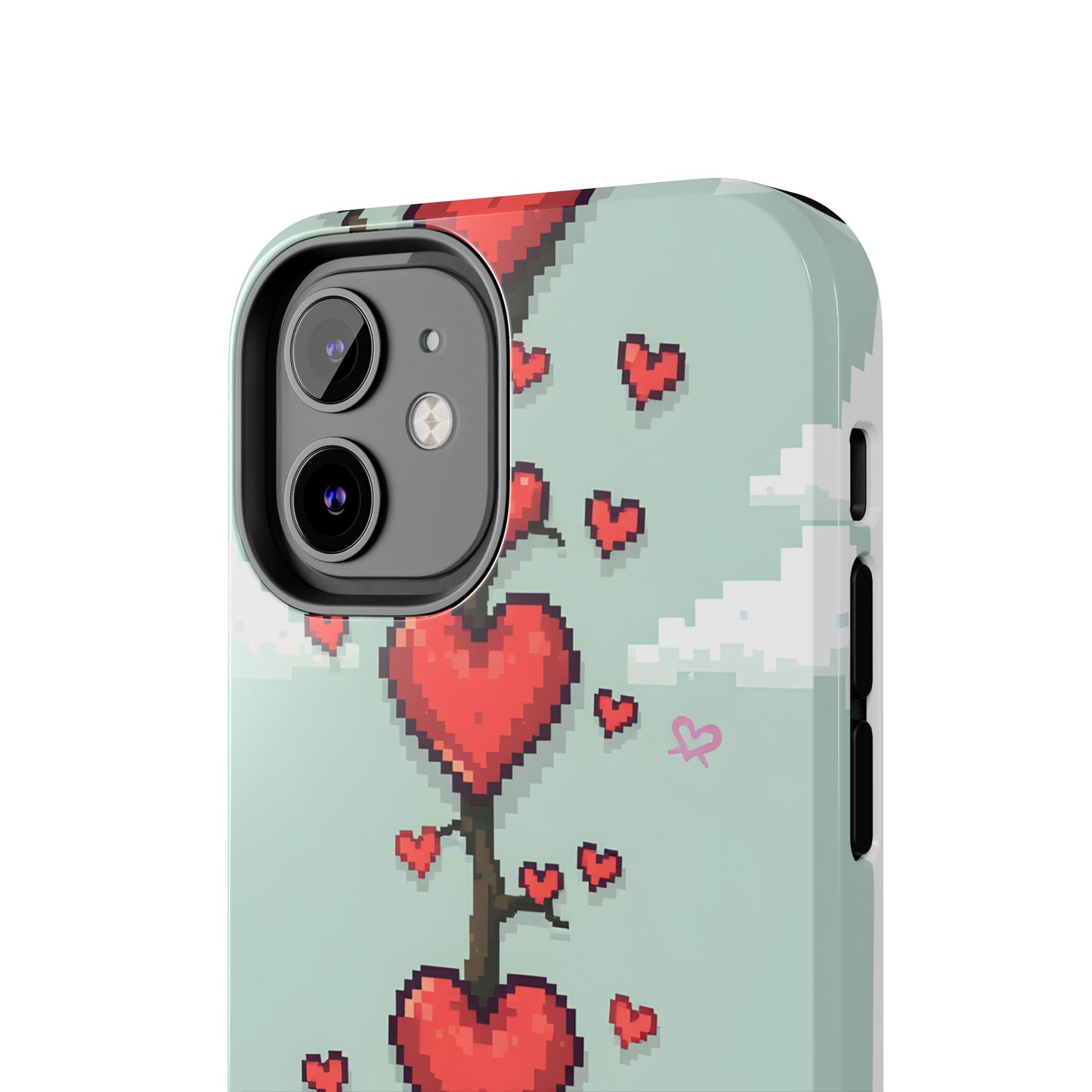 Pixelated Love Hearts Tree | Tough Phone Case - Cute Design - for iPhone