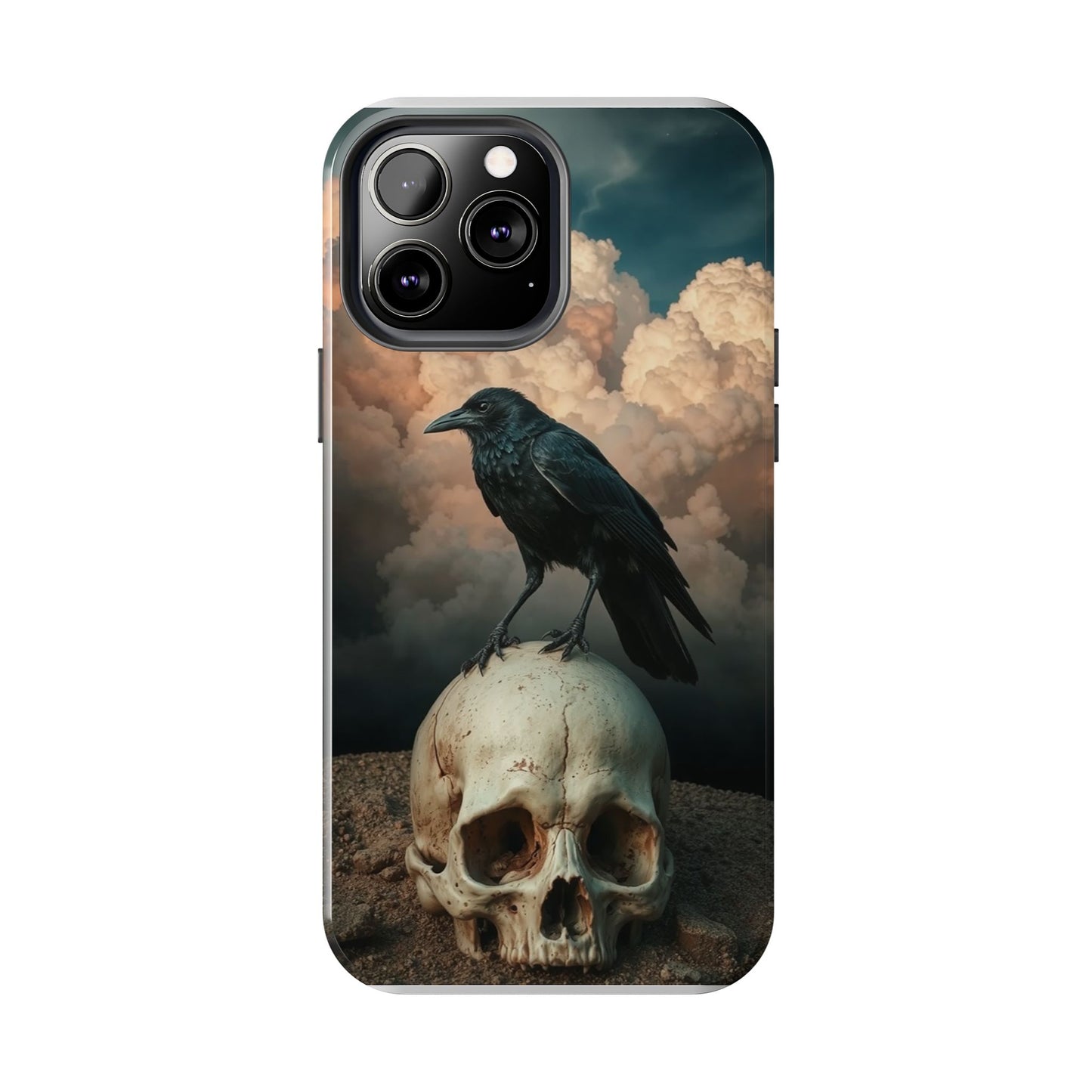 Gothic Raven Skull Tough Phone Case - Unique Protective Cover for Halloween Lovers