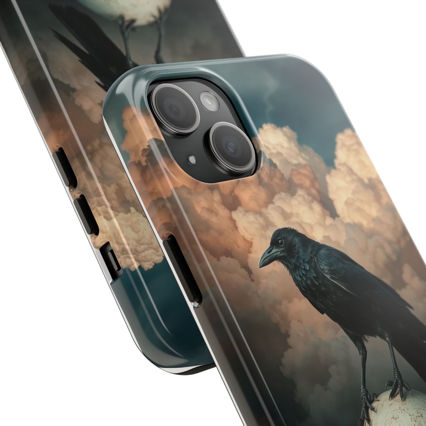 Gothic Raven Skull Tough Phone Case - Unique Protective Cover for Halloween Lovers