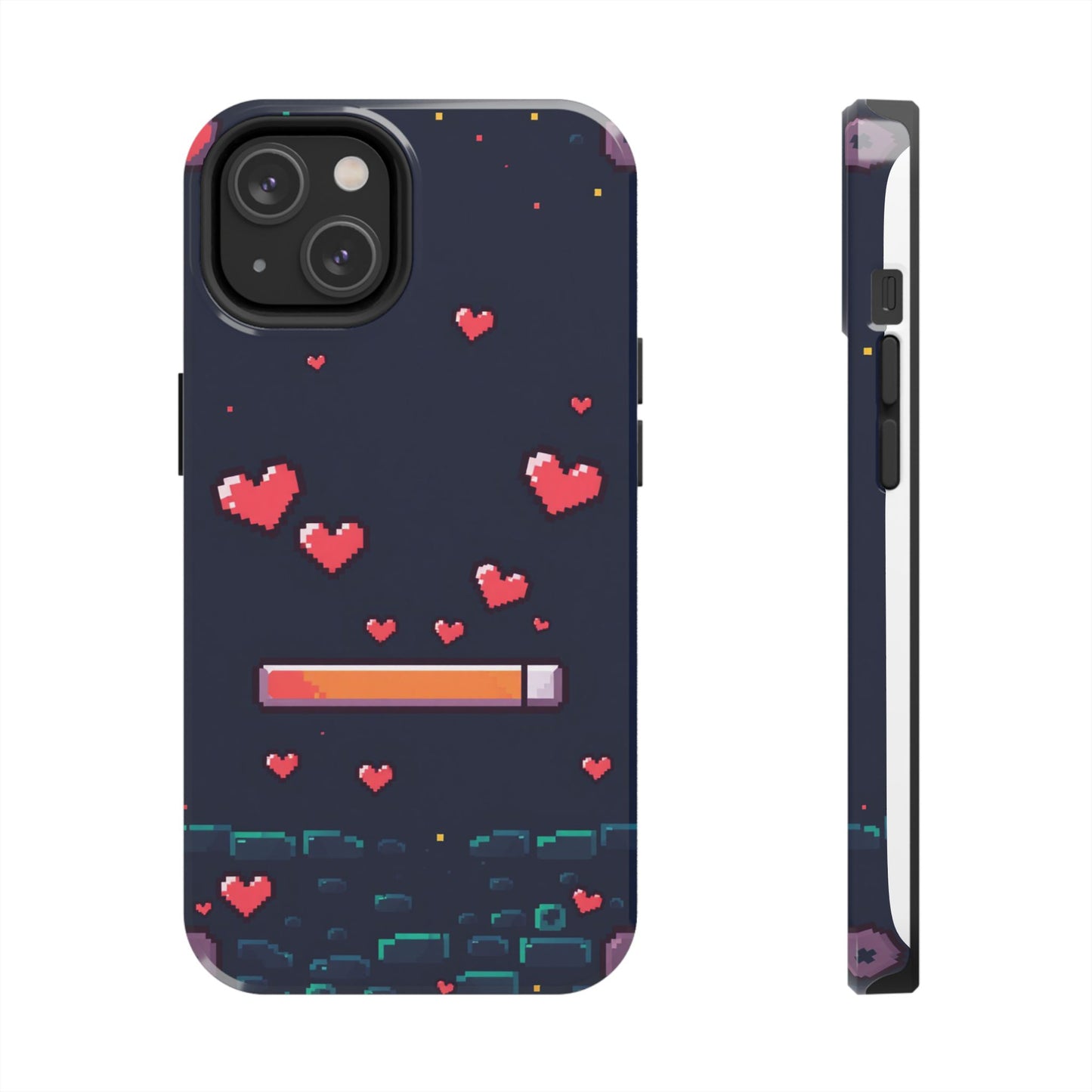 Pixel Heart Tough Phone Case - Retro Gamer Style for Valentine's Day