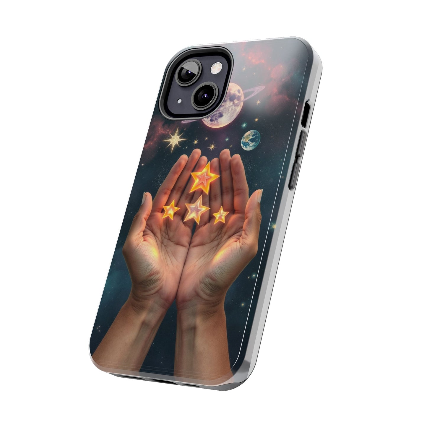 Galaxy Hands Tough Phone Case - Celestial Design for Star Lovers