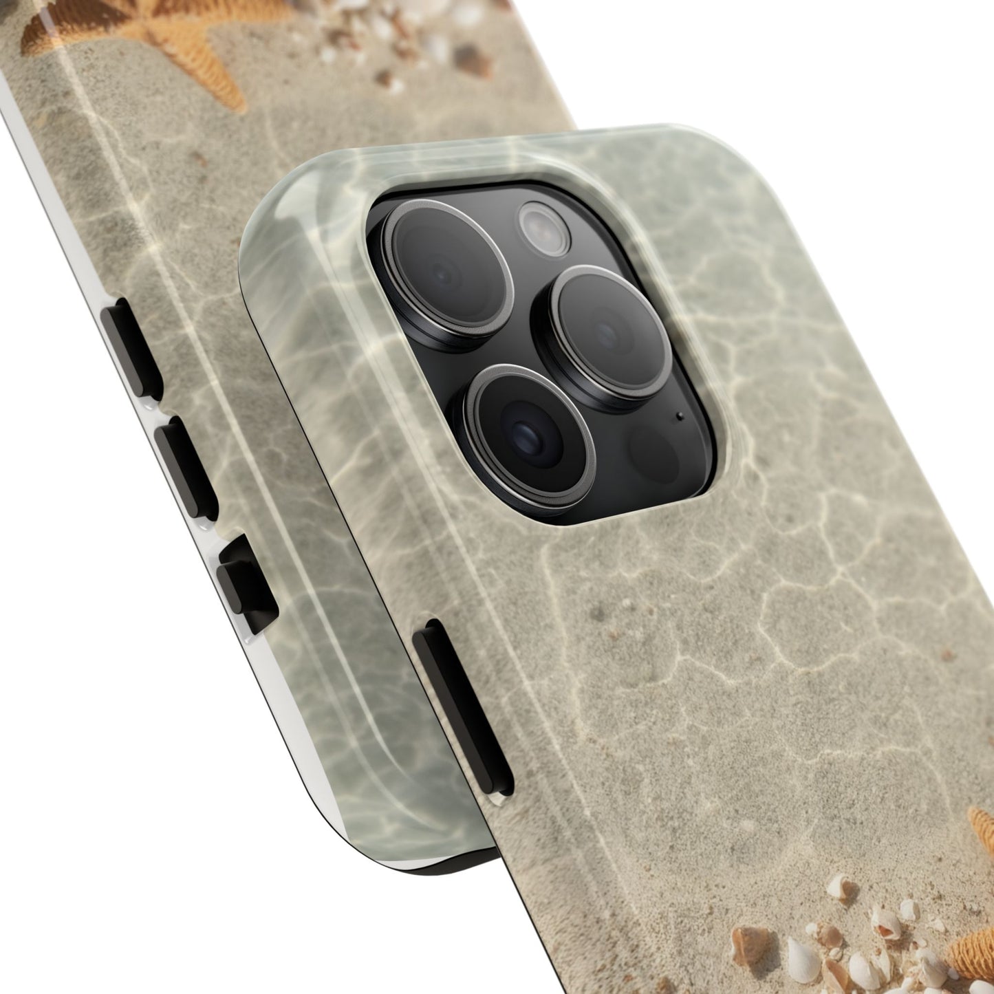 Beach-Inspired Tough Phone Case with Starfish and Seashell Design