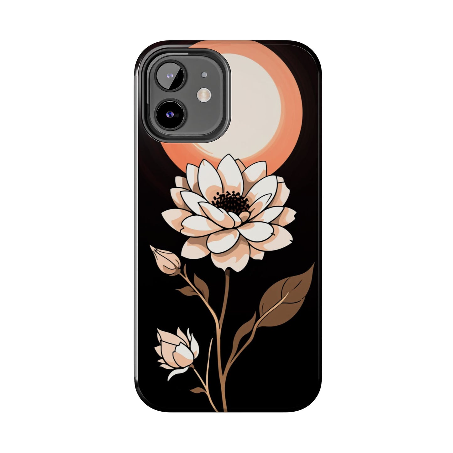 Elegant Contrast Floral Tough Phone Case - Stylish Protection for Your Device - for iPhone