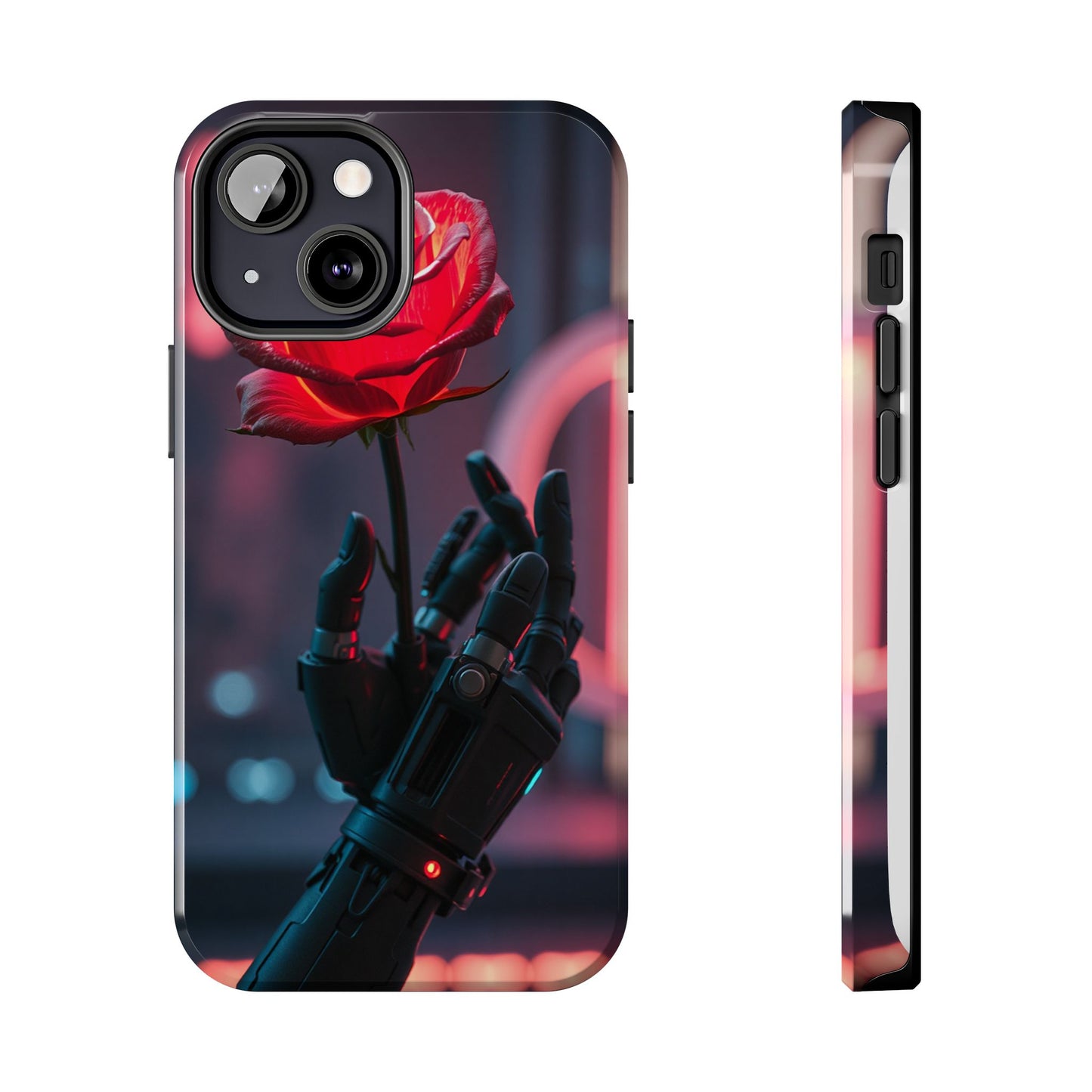 Futuristic Tough Phone Case with Robotic Rose Design | Durable Protection