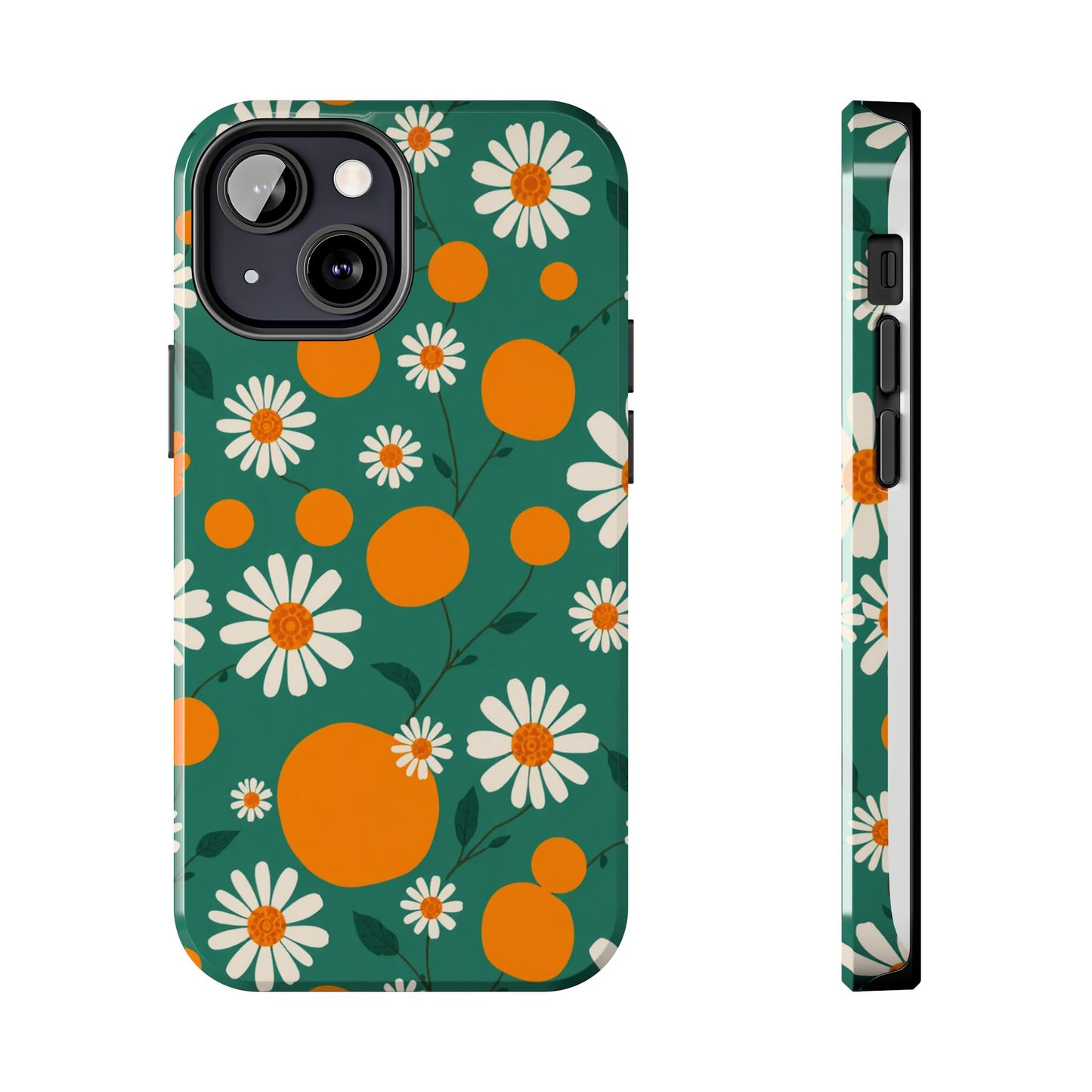 Floral Tough Phone Case - Daisy & Orange Design