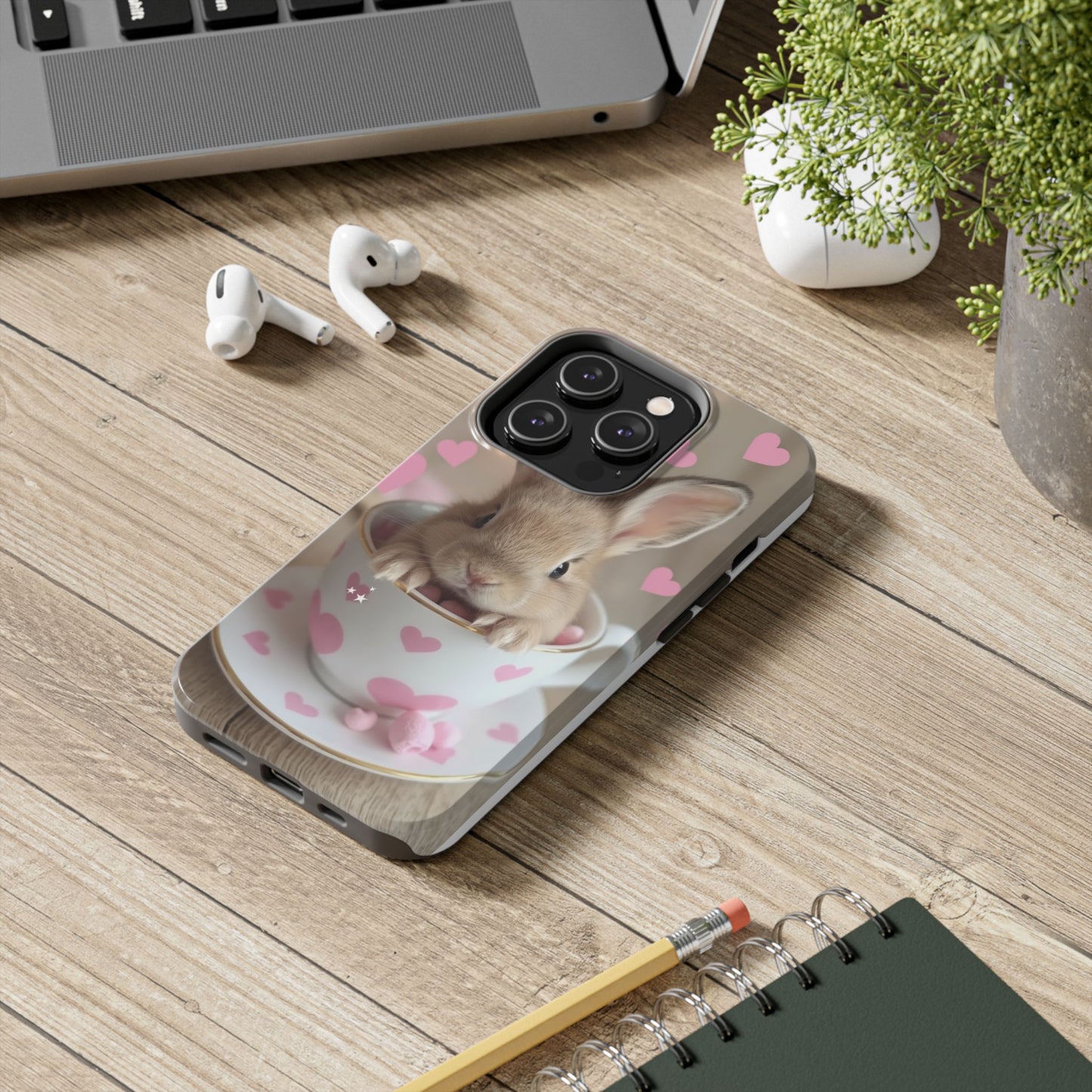 Adorable Bunny Phone Case with Heart Design - Cute Gift for Animal Lovers