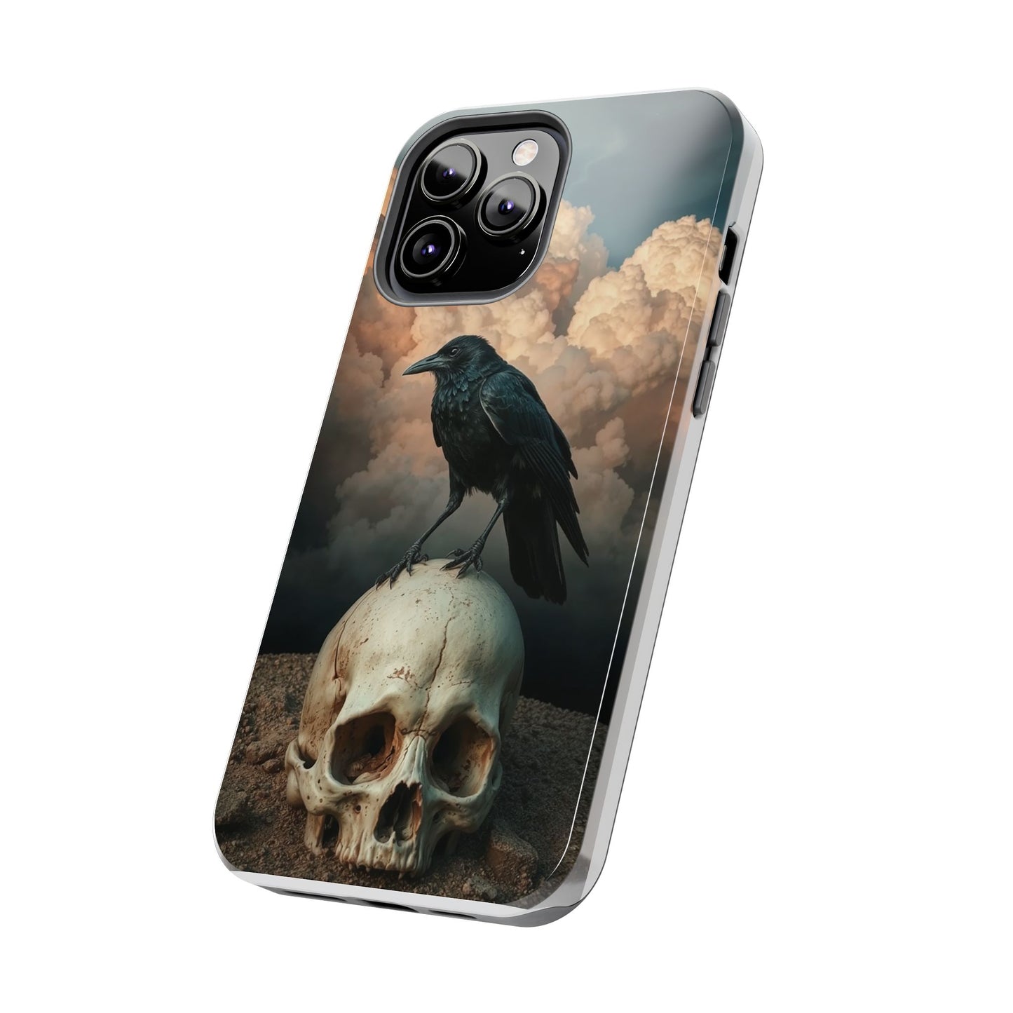 Gothic Raven Skull Tough Phone Case - Unique Protective Cover for Halloween Lovers