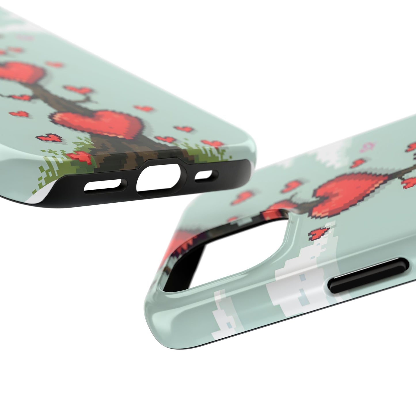 Pixelated Love Hearts Tree | Tough Phone Case - Cute Design - for iPhone