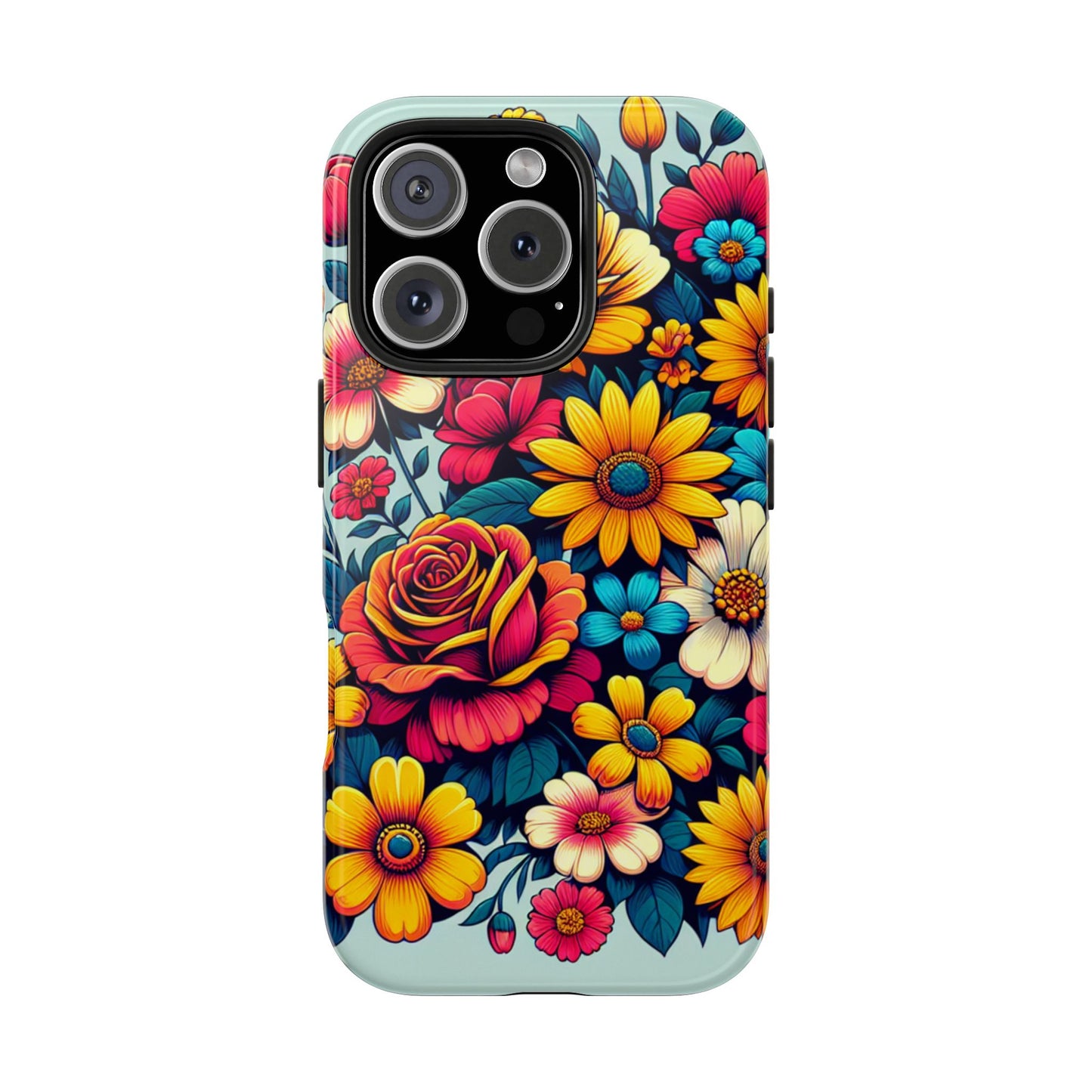Vibrant Floral Tough Phone Case - Colorful Flower Design - for iPhone