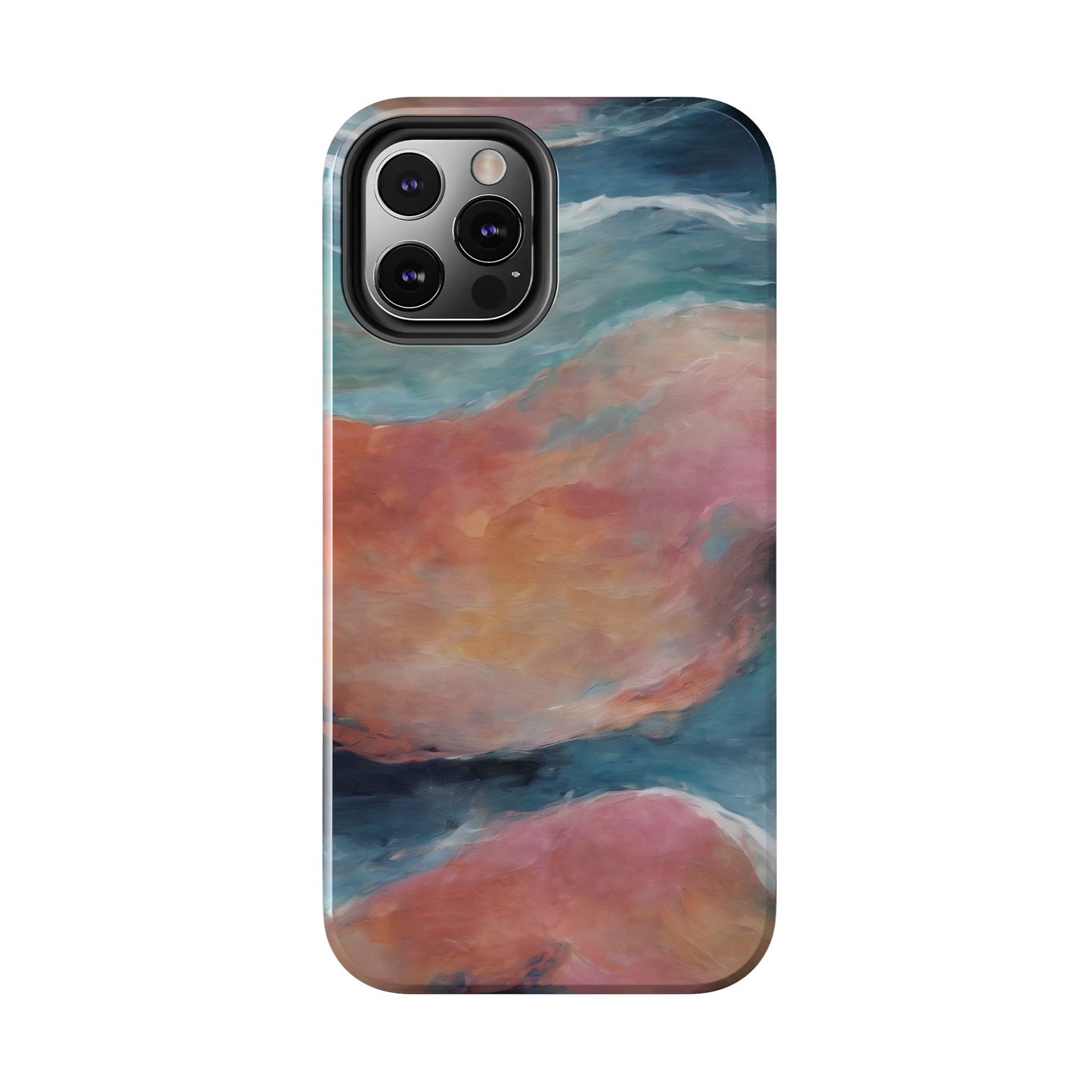Artistic Painted Sea Tough Phone Case - Abstract Waves Design - for iPhone