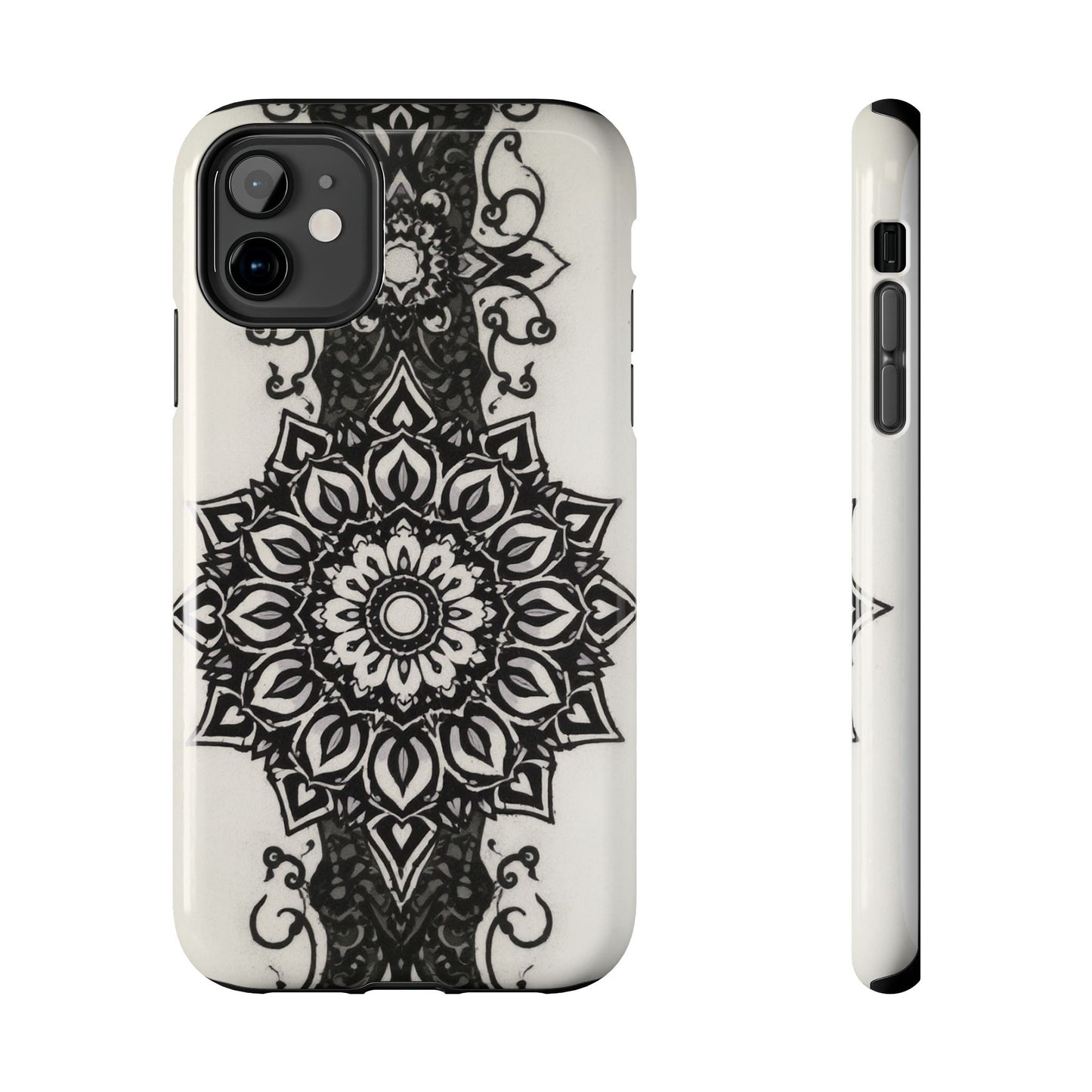 Stylish Tough Phone Cases with Dark Mandala Design - Durable and Unique Protection - for iPhone