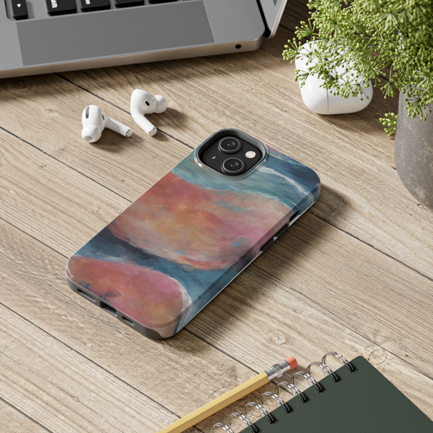Artistic Painted Sea Tough Phone Case - Abstract Waves Design - for iPhone