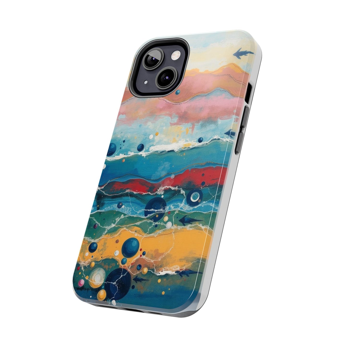 Artistic Tough Phone Case - Vibrant Waves Design for Unique Style
