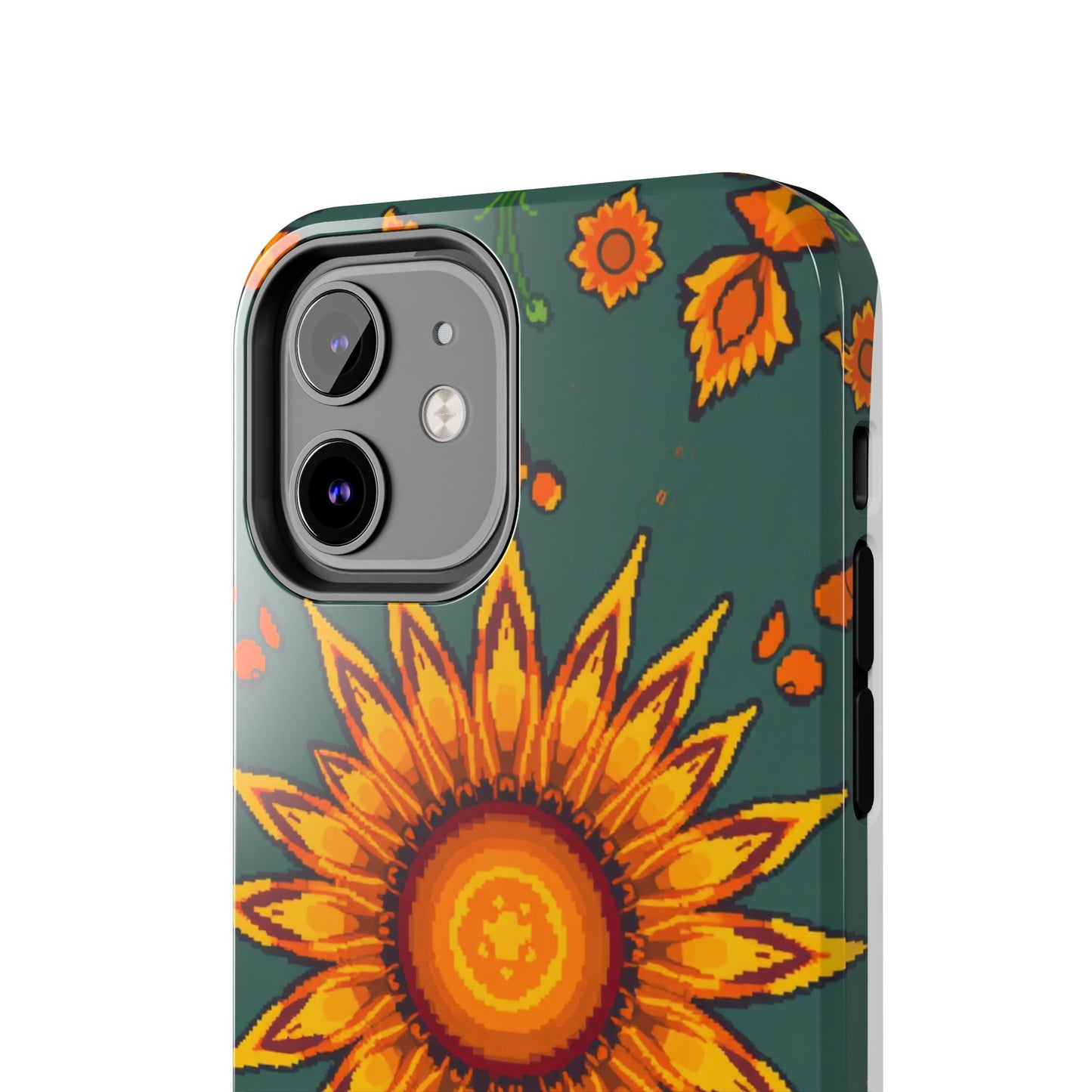 Pixelated Vibrant Floral Tough Phone Case | Sunflower Design for Nature Lovers - for iPhone