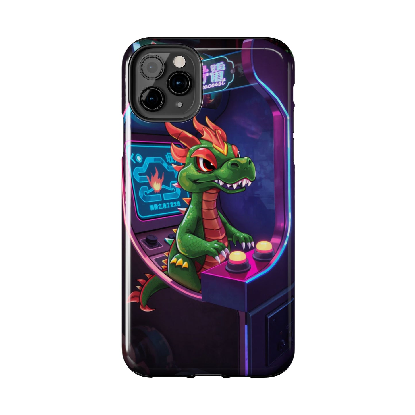 Retro Gamer Tough Phone Case with Dragon Design