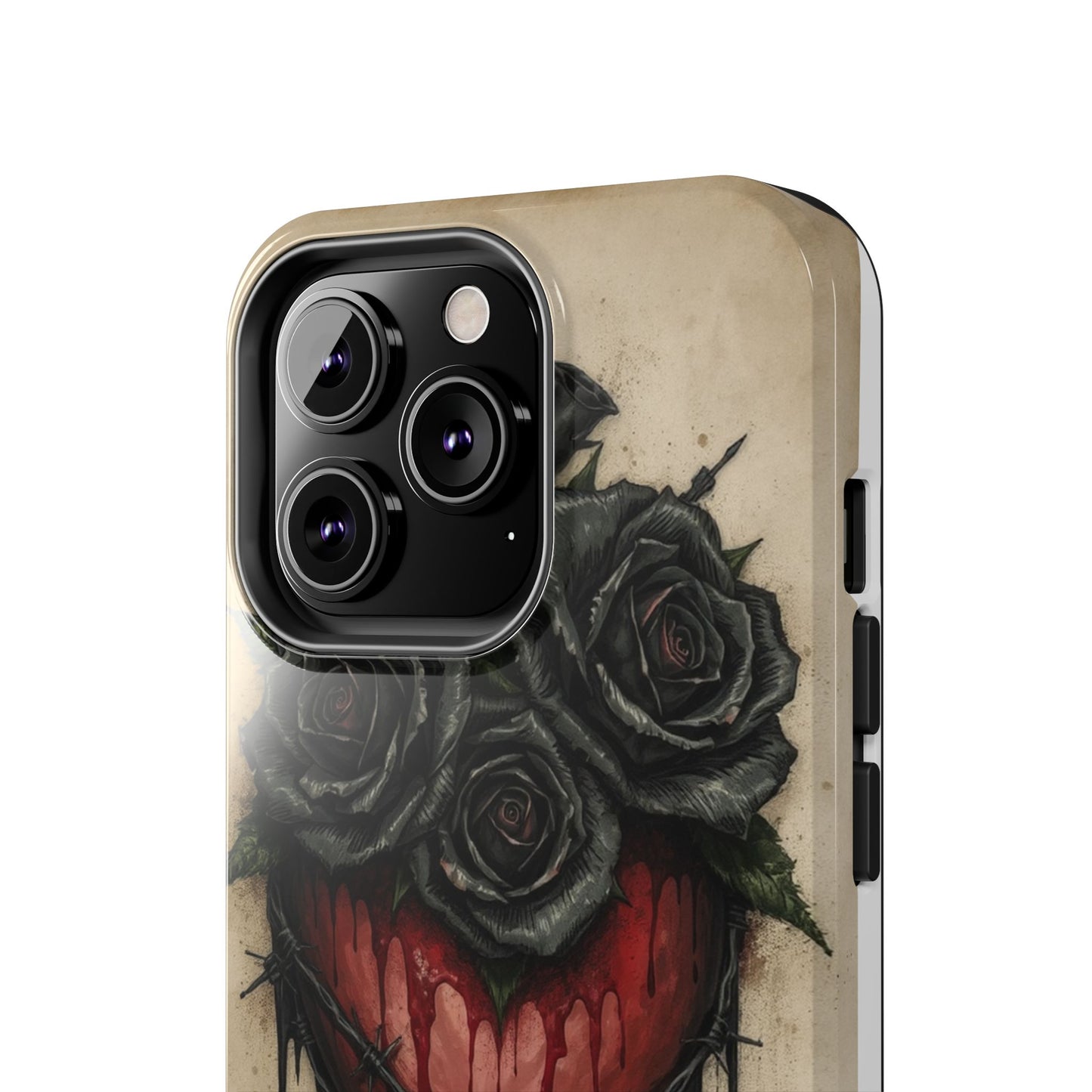 Gothic Heart Phone Case with Roses - Tough & Durable Design