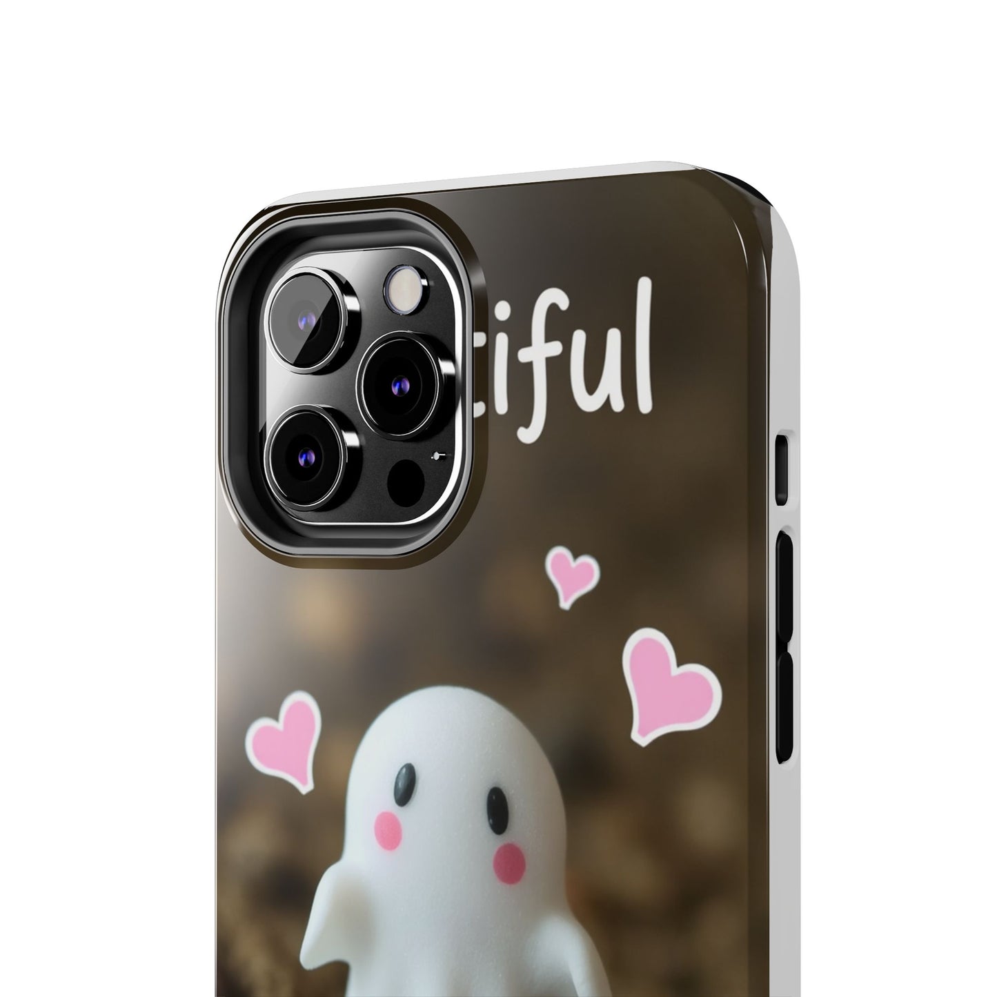 Cute Ghost Tough Phone Case - Beautiful Design with Heart Accents