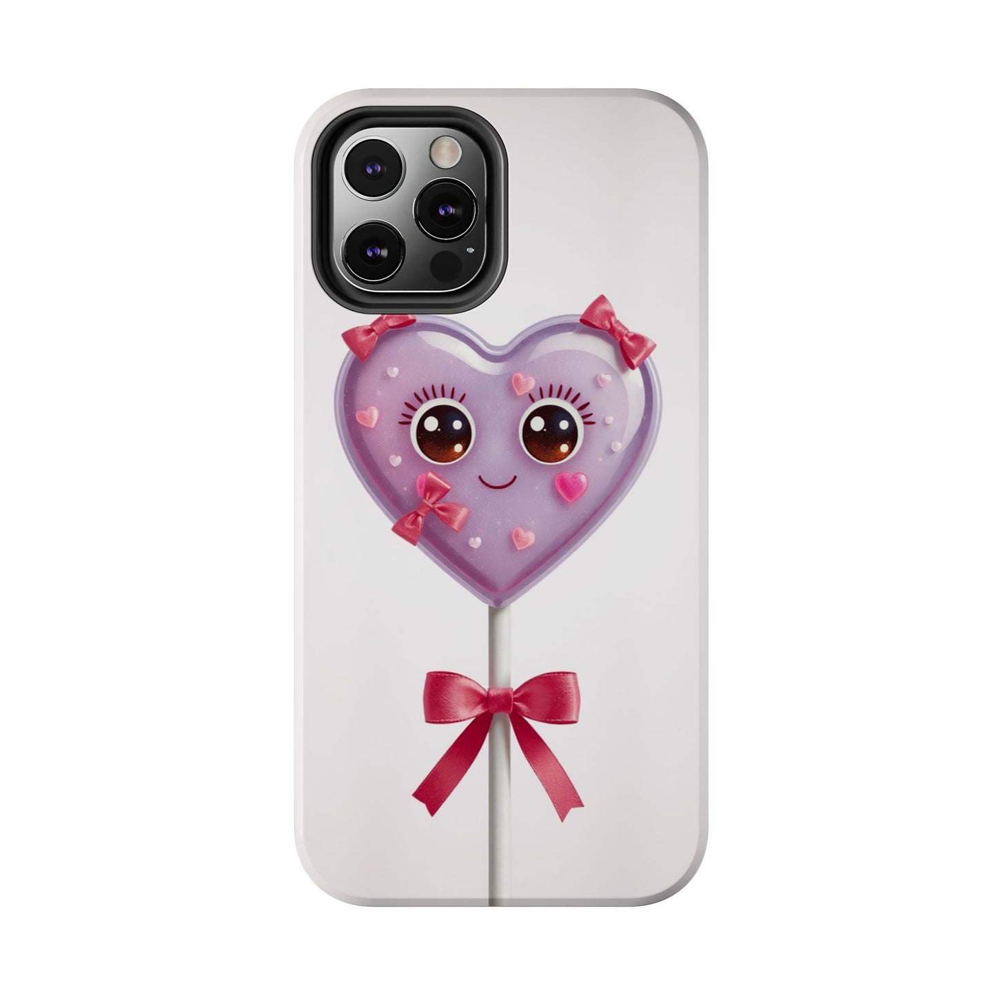 Cute Heart Lollipop Tough Phone Case - Adorable Protection for Candy Lovers