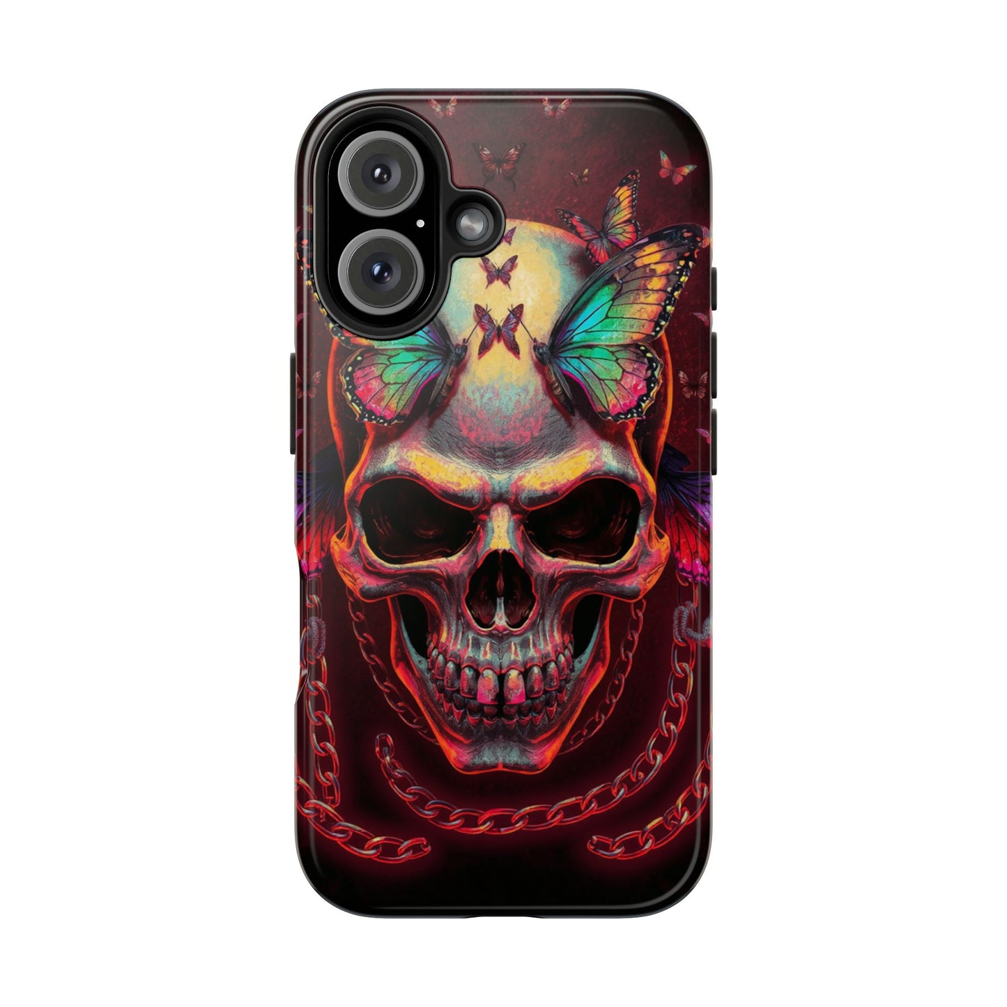 Gothic Skull Phone Case with Butterflies - Durable Tough Phone Case
