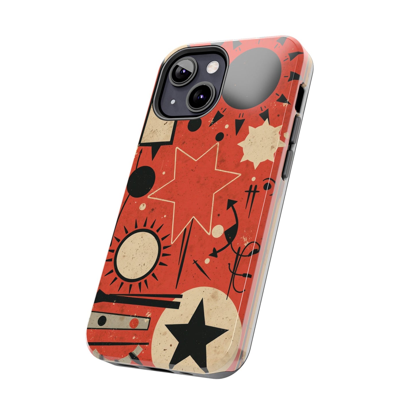 Retro Bold Tough Phone Case - Unique Geometric Design - for iPhone
