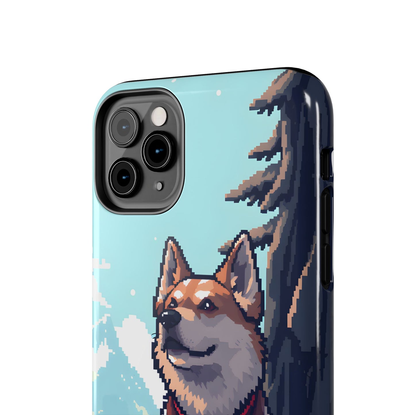 Retro Dog Adventure Tough Phone Case - Pixel Art Shiba Inu Design - for iPhone