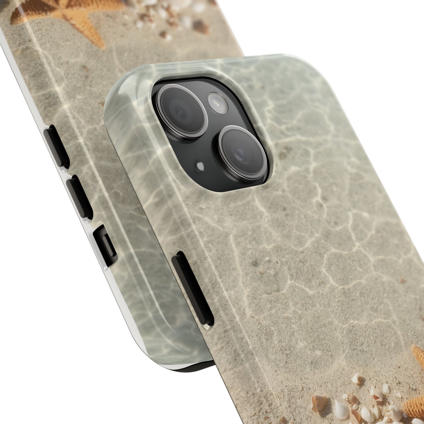 Beach-Inspired Tough Phone Case with Starfish and Seashell Design