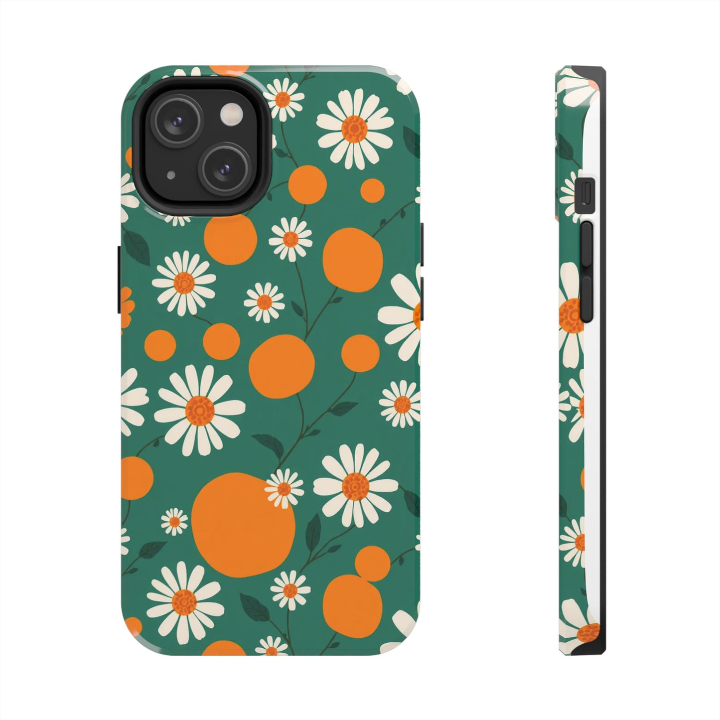 Floral Tough Phone Case - Daisy & Orange Design