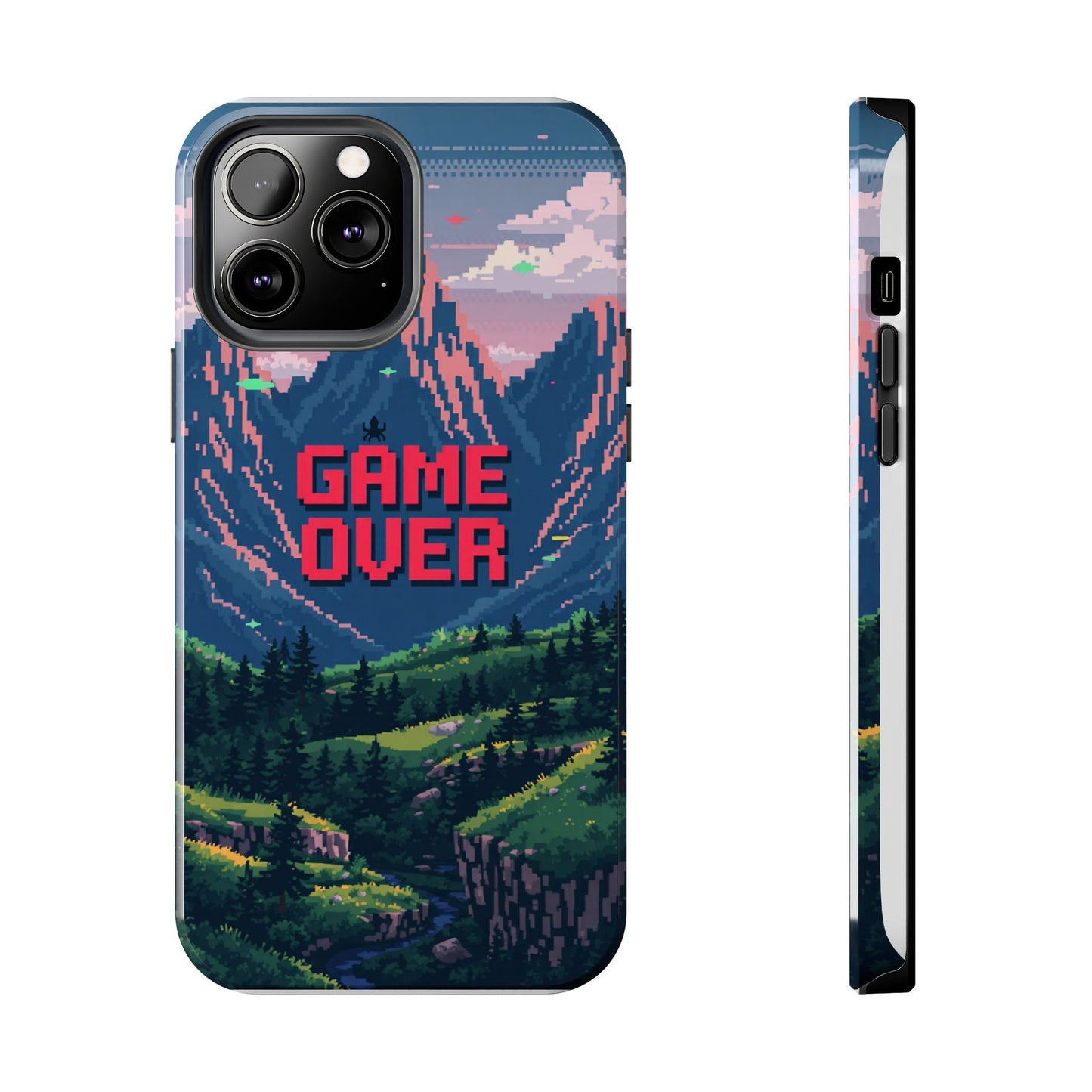 Pixel Art Tough Phone Case - 'Game Over' Design for Gamers