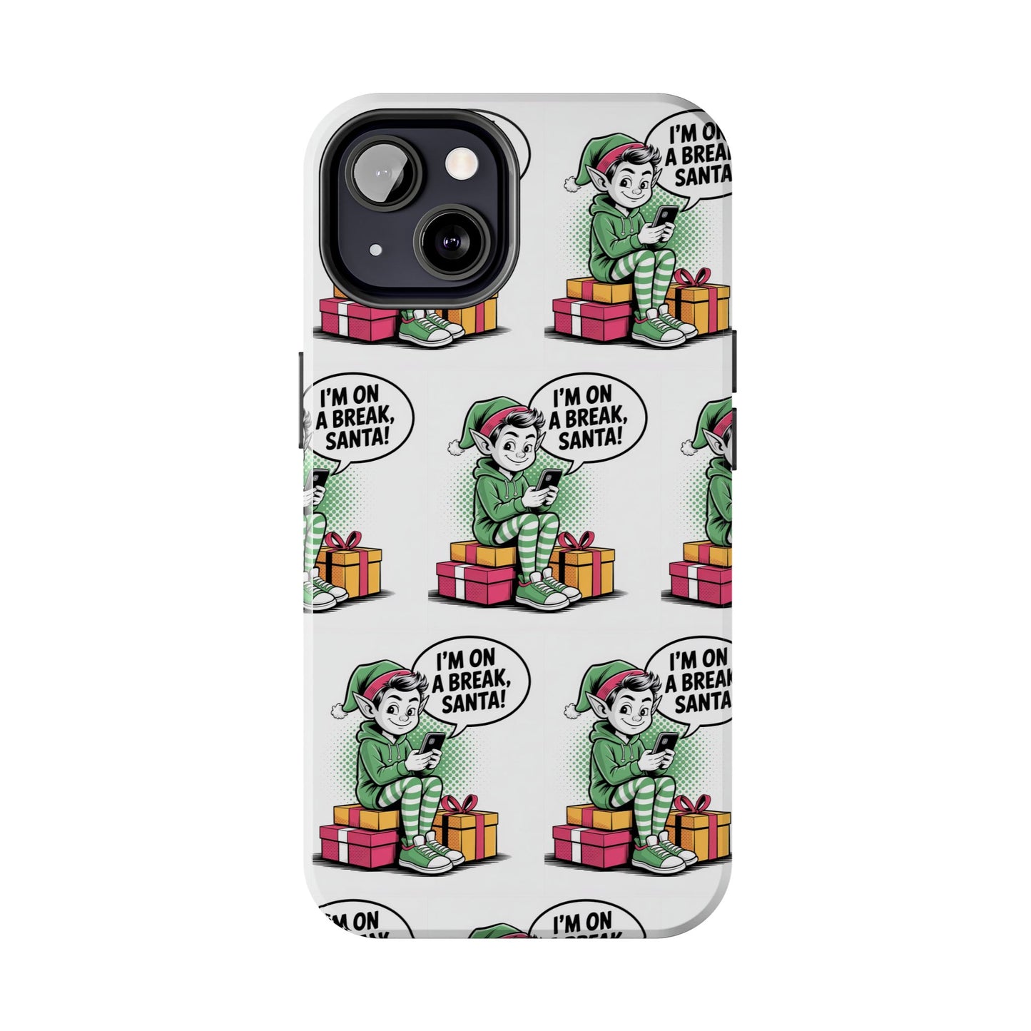 Christmas Elf Tough Phone Case - I'm on a Break, Santa Pattern!
