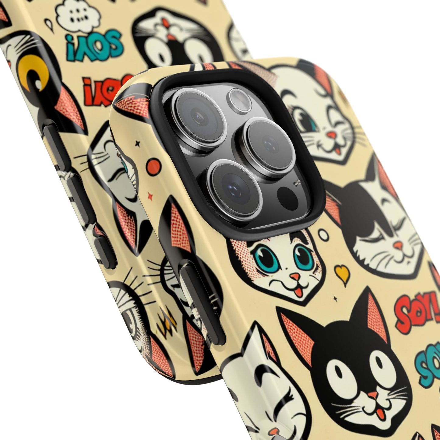 Playful Cat-Themed Tough Phone Case - Pet Pattern - for iPhone